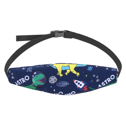 Side profile of a unisex car seat head support, ensuring proper neck alignment for children.
