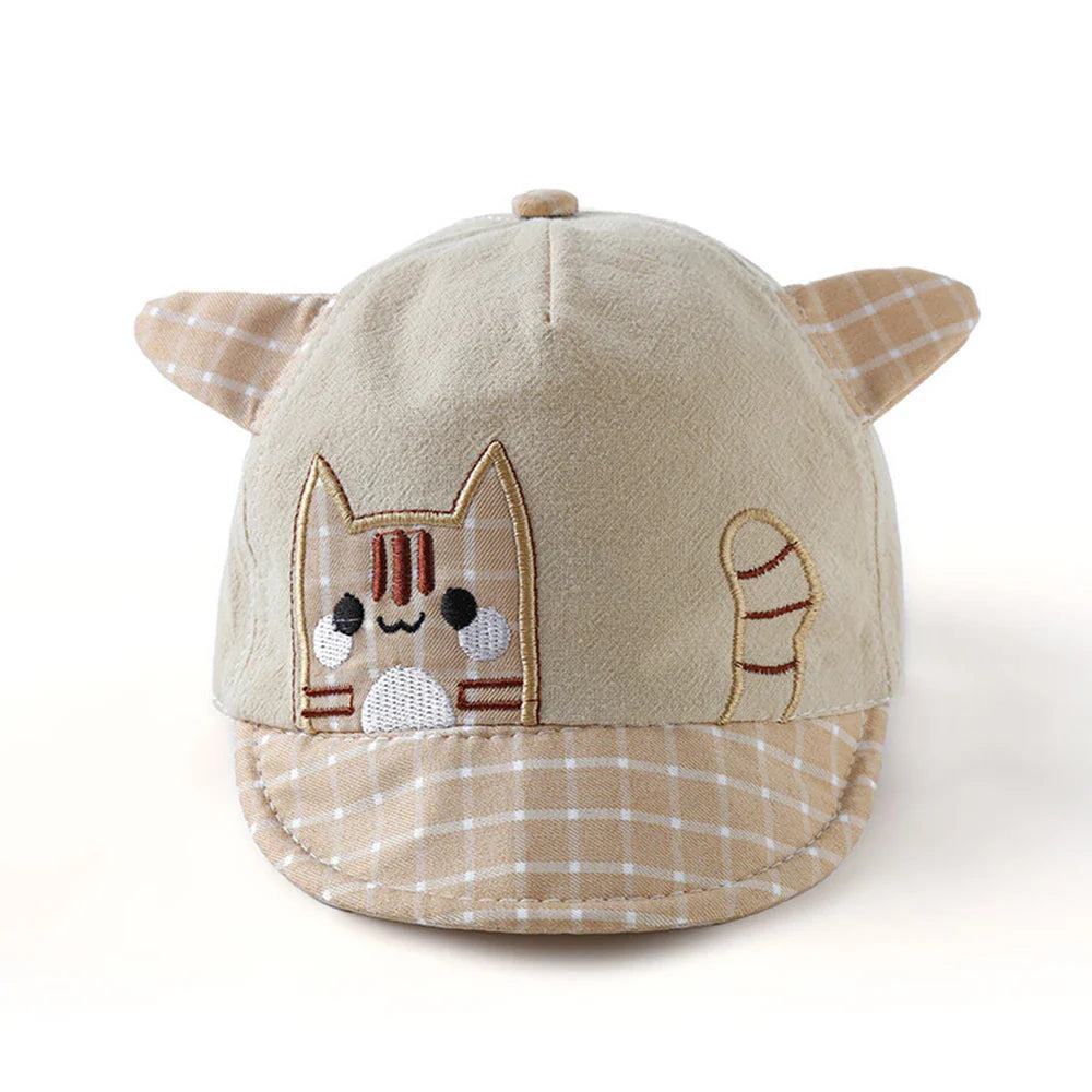 Children's fashion: Unisex Kids Cartoon Cat cotton cap, perfect for playtime sun protection