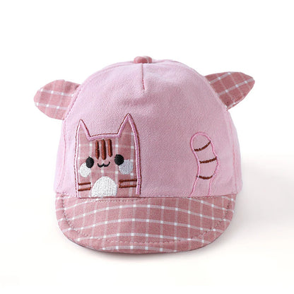 Unisex baby sun protection hat: Cotton baseball cap with fun cartoon cat graphic