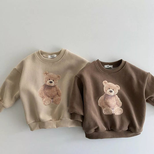 Unisex kids' cartoon cotton hoodie top, perfect for autumn and winter casual wear