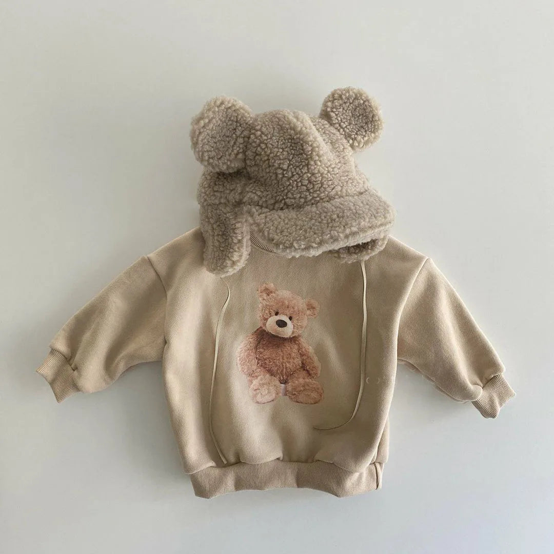 Baby's comfortable cartoon cotton hoodie, a cute and casual top for winter