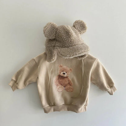 Baby's comfortable cartoon cotton hoodie, a cute and casual top for winter