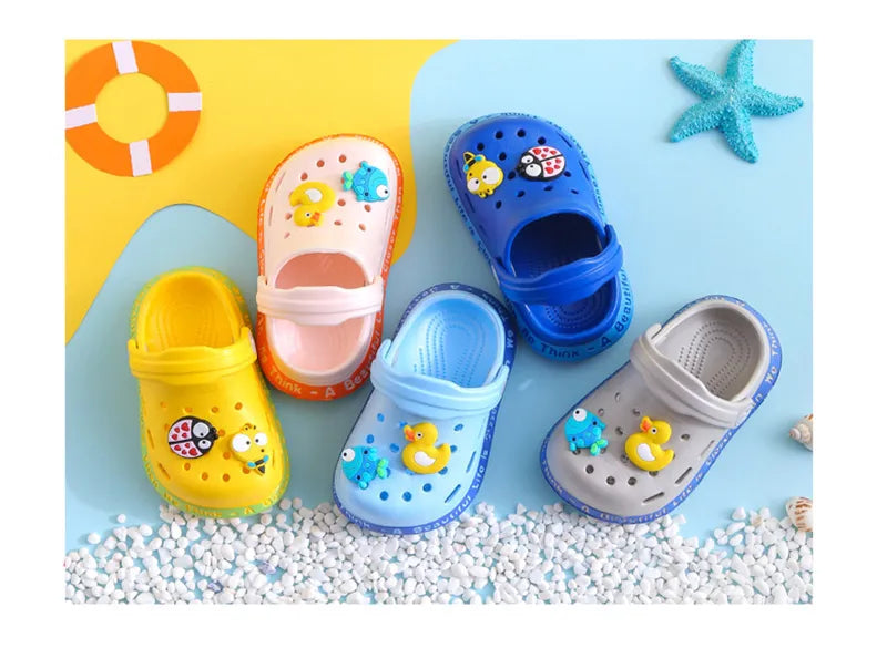 Green unisex cartoon summer sandals, non-slip sole, perfect for backyard and water play