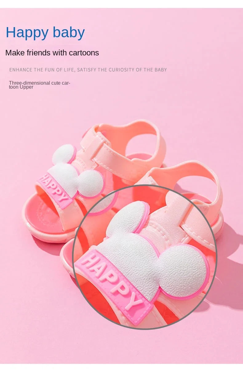 Infant cartoon summer sandals, green unisex toddler shoes with anti-slip sole