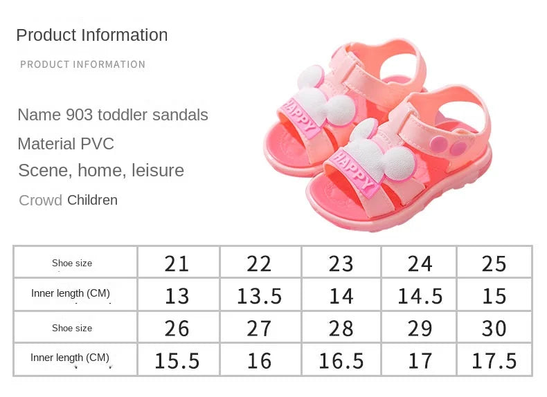 Unisex baby cartoon sandals, durable and soft, comfortable toddler summer shoes