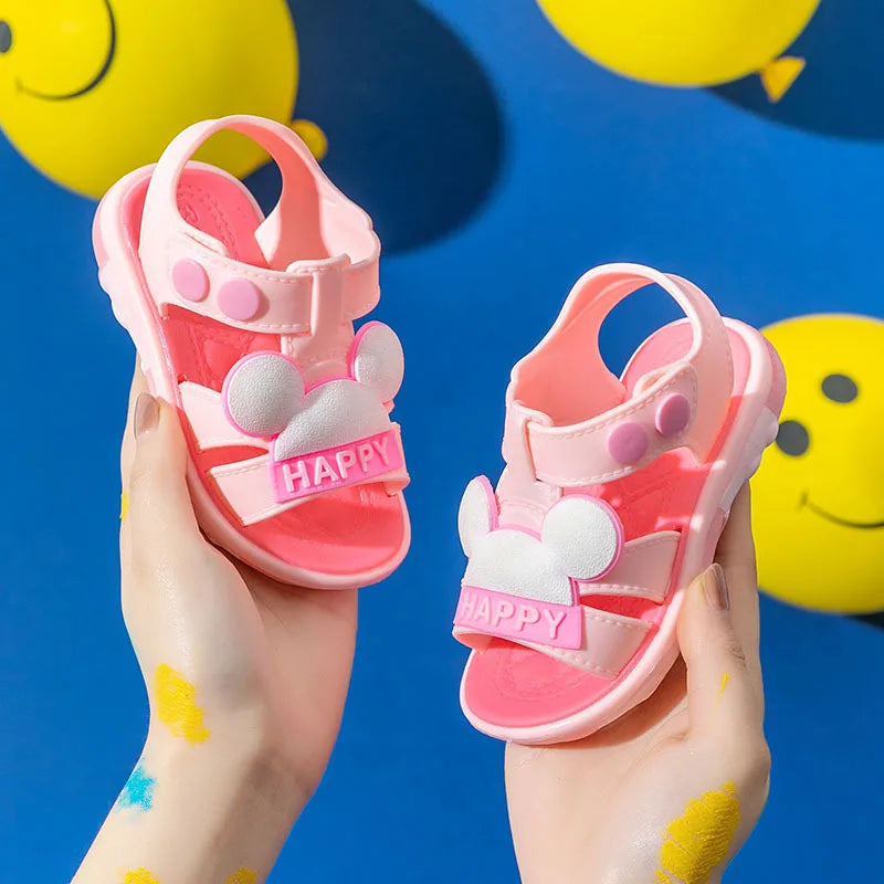 Cute infant toddler summer sandals, unisex cartoon design, quick dry beach shoes