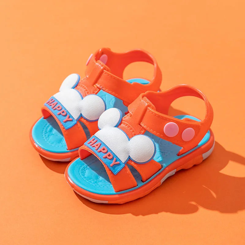 Cute infant boy's cartoon sandals, quick dry blue toddler summer shoes for play
