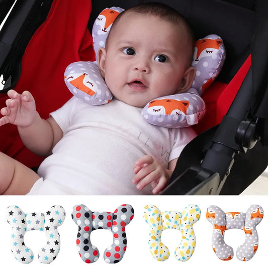 Unisex kids cartoon U-shaped neck support pillow with cute animal design for travel comfort