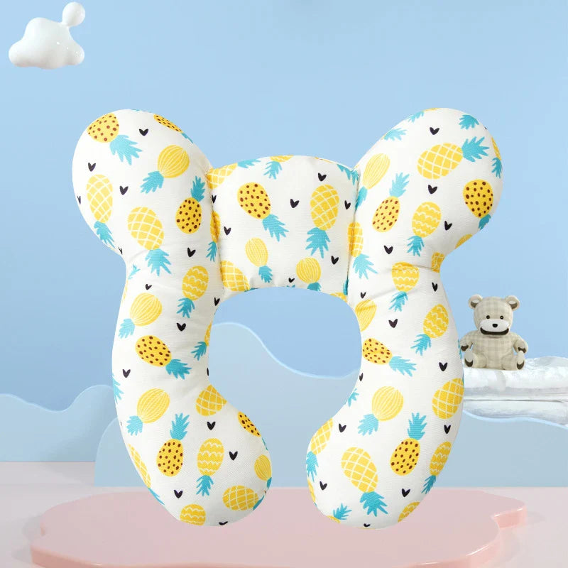 Baby travel essential: U-shaped kids pillow, cartoon design, offering gentle neck support