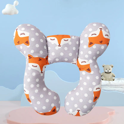 U-shaped baby pillow, cartoon design, soft head support making travel more comfortable for kids