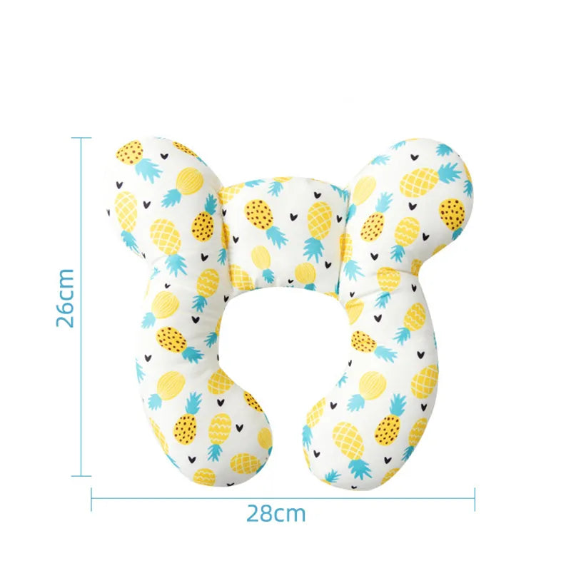 Unisex cartoon U-shaped neck support pillow featuring a friendly animal face for children