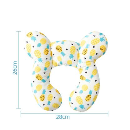 Unisex cartoon U-shaped neck support pillow featuring a friendly animal face for children