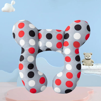 U-shaped baby travel pillow, soft and supportive, with a colorful cartoon design for infants