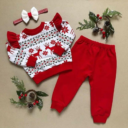 Soft cotton unisex kids' festive Christmas outfit set, designed for comfortable wear during holidays.