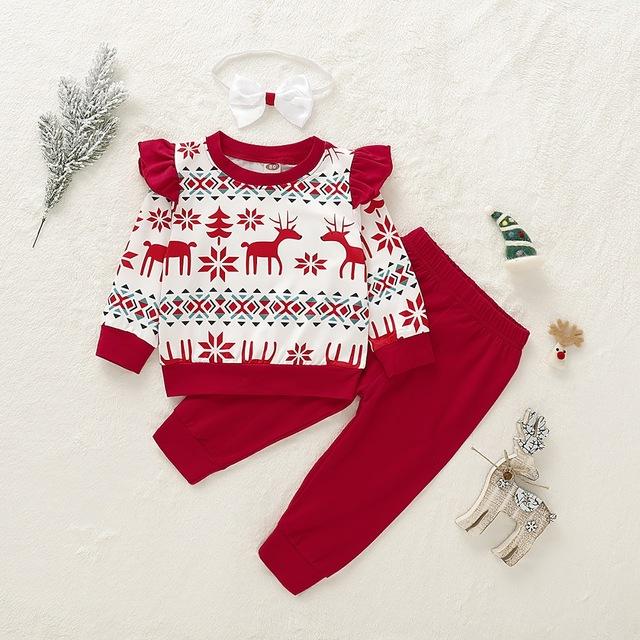 Toddler festive clothes: a comfortable unisex Christmas outfit set for baby boys and girls.