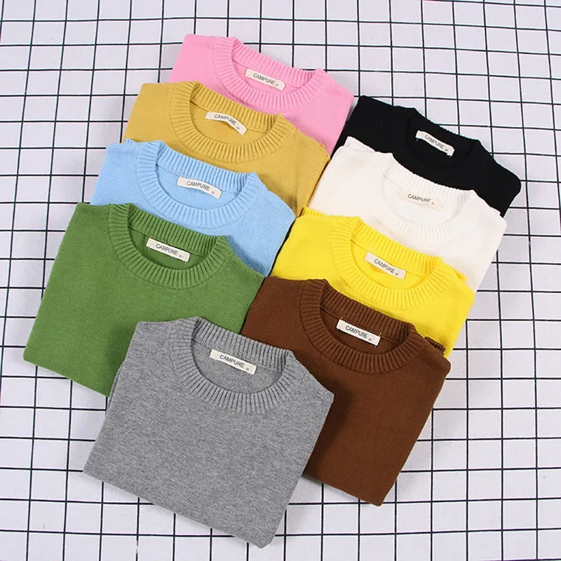 Warm red cable knit pullover for children, durable polyester knit
