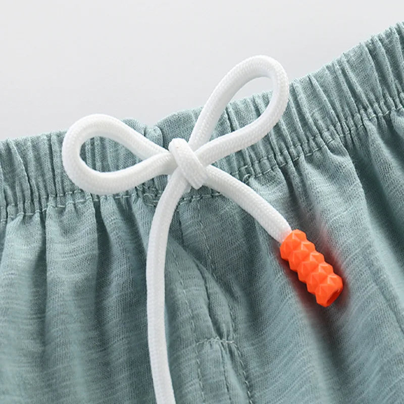 Unisex children's fashion summer pants, striped cotton, elastic waist, ideal for warm weather