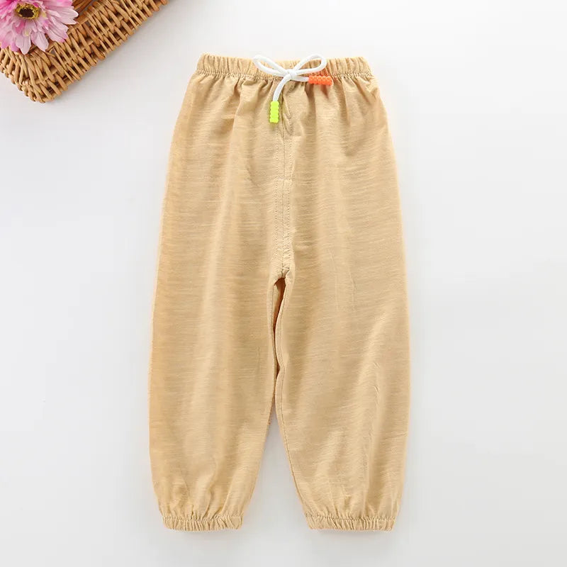 Unisex toddler cotton summer pants, navy blue, with side pockets, perfect for everyday wear