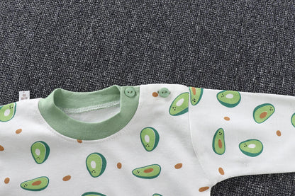 Variety of colorful cartoon prints on unisex kids' cotton long sleeve pajama sets