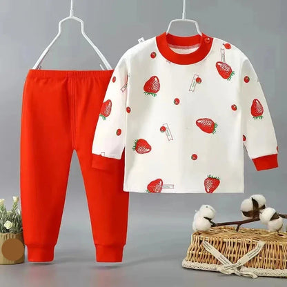 Childrens clothes: long sleeve cotton pajama top with fun cartoon graphic for boys/girls