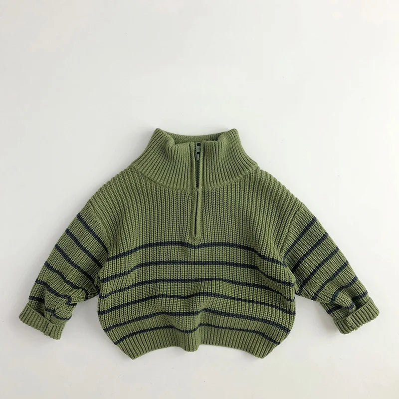 Group of colorful cotton zipper sweaters for kids, showcasing variety in toddler fashion