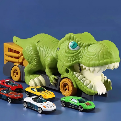 Unisex kids' dino truck toy with 6 mini dinosaur cars for imaginative play & motor skills development