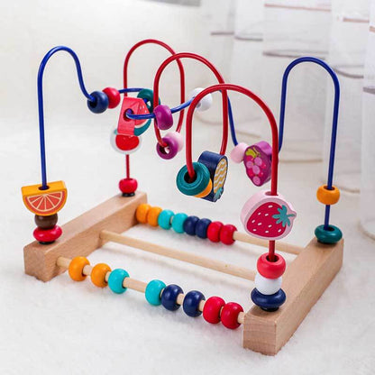 Children playing with a unisex bead maze puzzle, ideal for developing early learning skills