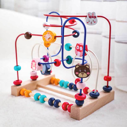 Durable wooden bead maze puzzle toy, brightly colored, a great gift for young kids