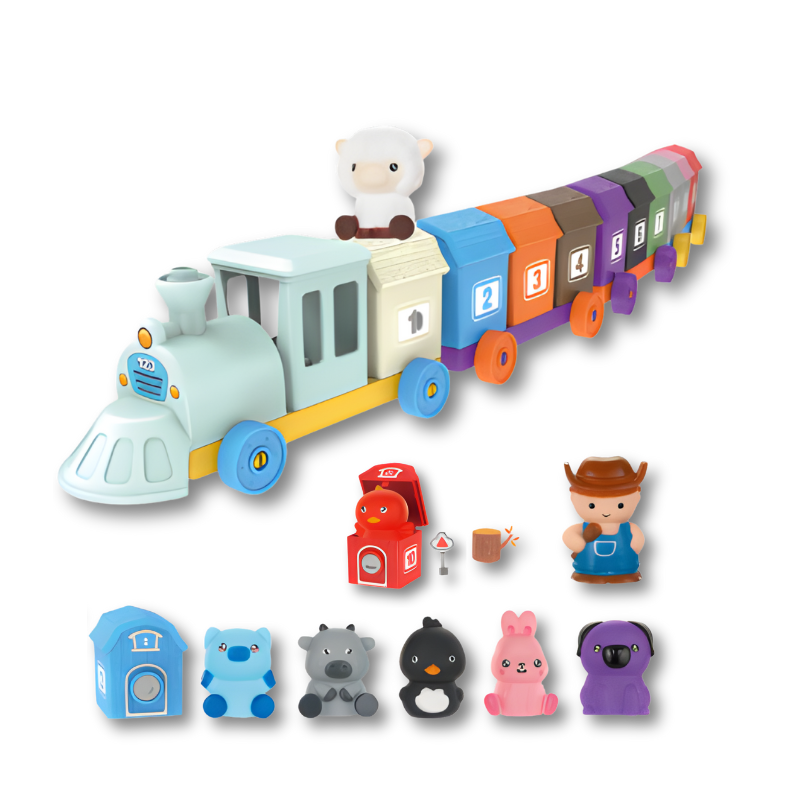 Kids learning toy: animal train set with various animals, promoting motor skills development