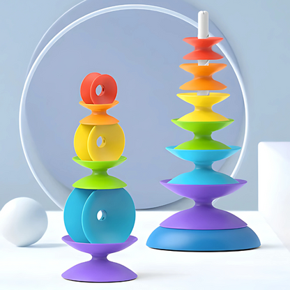 Unisex kids' educational stacking toy rings, colorful plastic for toddler sensory play & coordination
