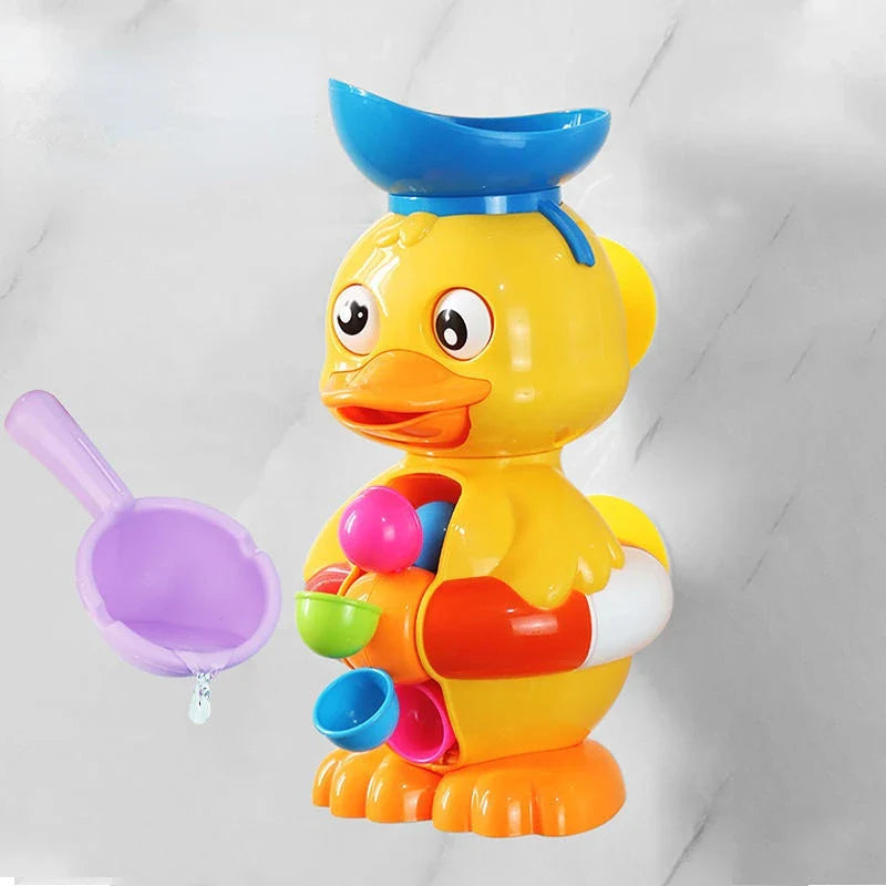 Close-up of a vibrant elephant water wheel bath toy, perfect for baby's shower entertainment