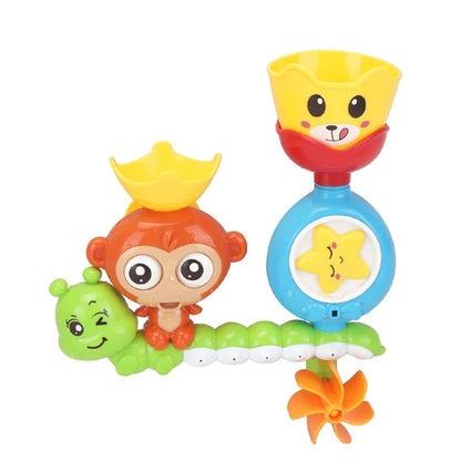 Compact elephant water wheel bath toy, easy to attach to bath walls for kids' enjoyment