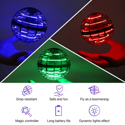 Kids' innovative flying toy, rechargeable boomerang orb, providing endless outdoor entertainment.