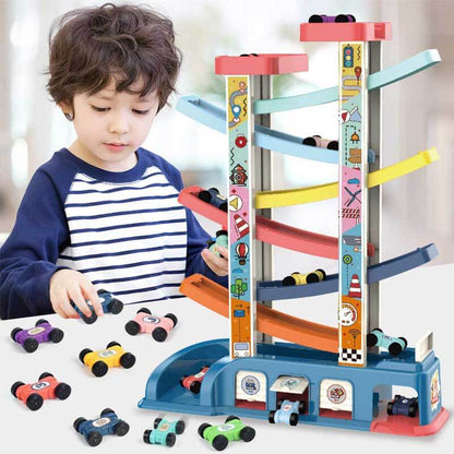 Unisex Kids Gliding Racing Car Track Toy, vibrant colors for toddlers and children