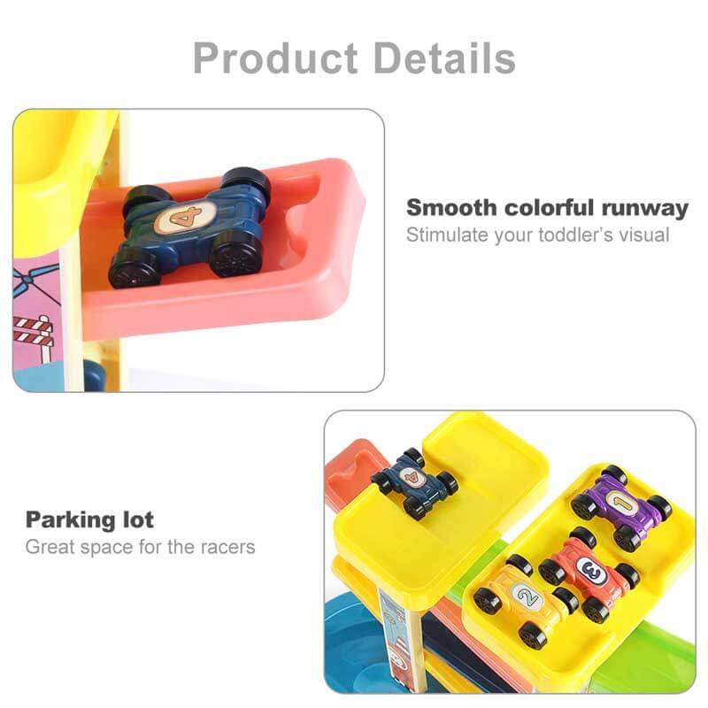Kids activity toys: colorful racing track set with mini cars, perfect gift for children