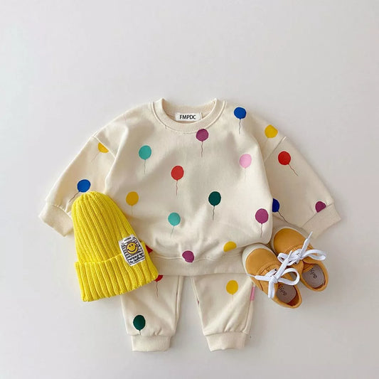 Unisex kids hooded cotton sweater and pants set in light blue, comfortable long-sleeve outfit
