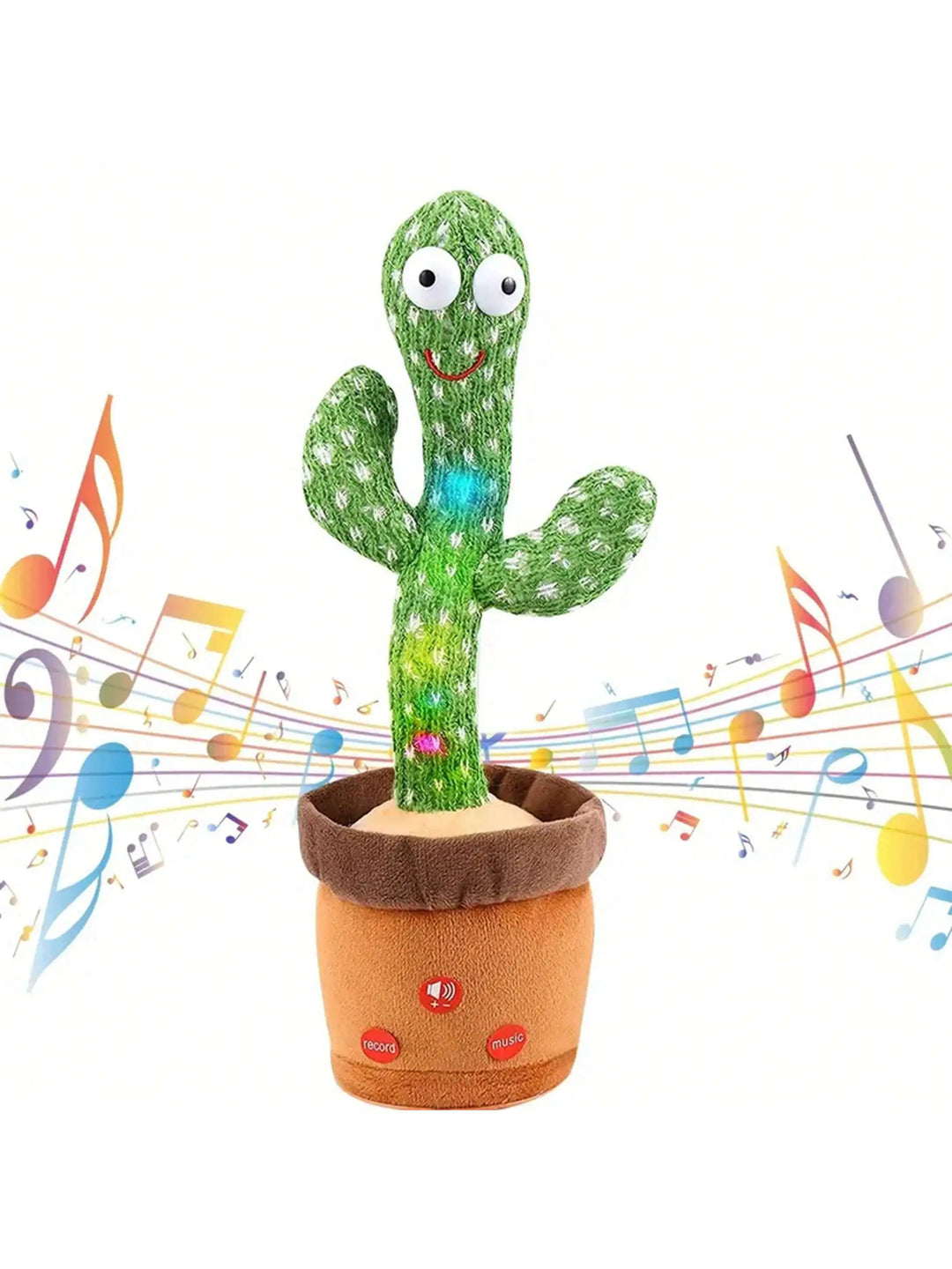 Unisex kids' interactive dancing talking cactus toy for babies, green cotton musical mimicking fun.