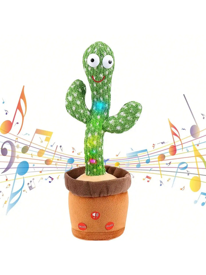 Unisex kids' interactive dancing talking cactus toy for babies, green cotton musical mimicking fun.