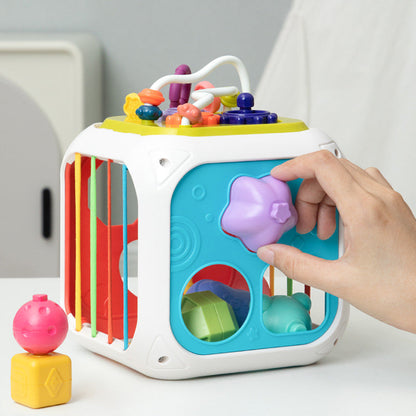 Unisex kids interactive shape sorting cube toy for toddlers, developing fine motor skills