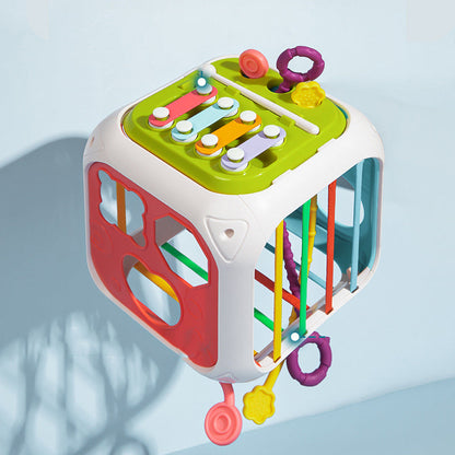 Interactive shape sorter cube for babies, promoting fine motor and cognitive skills