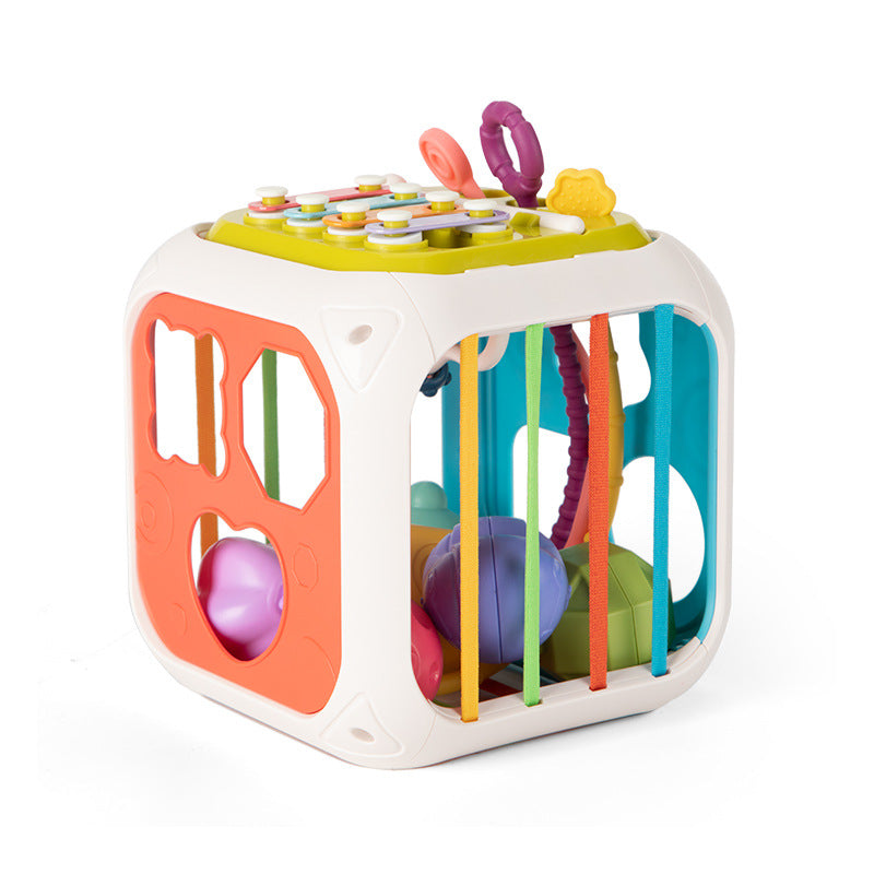 Colorful unisex shape sorting cube, a baby toddler toy for educational play and development