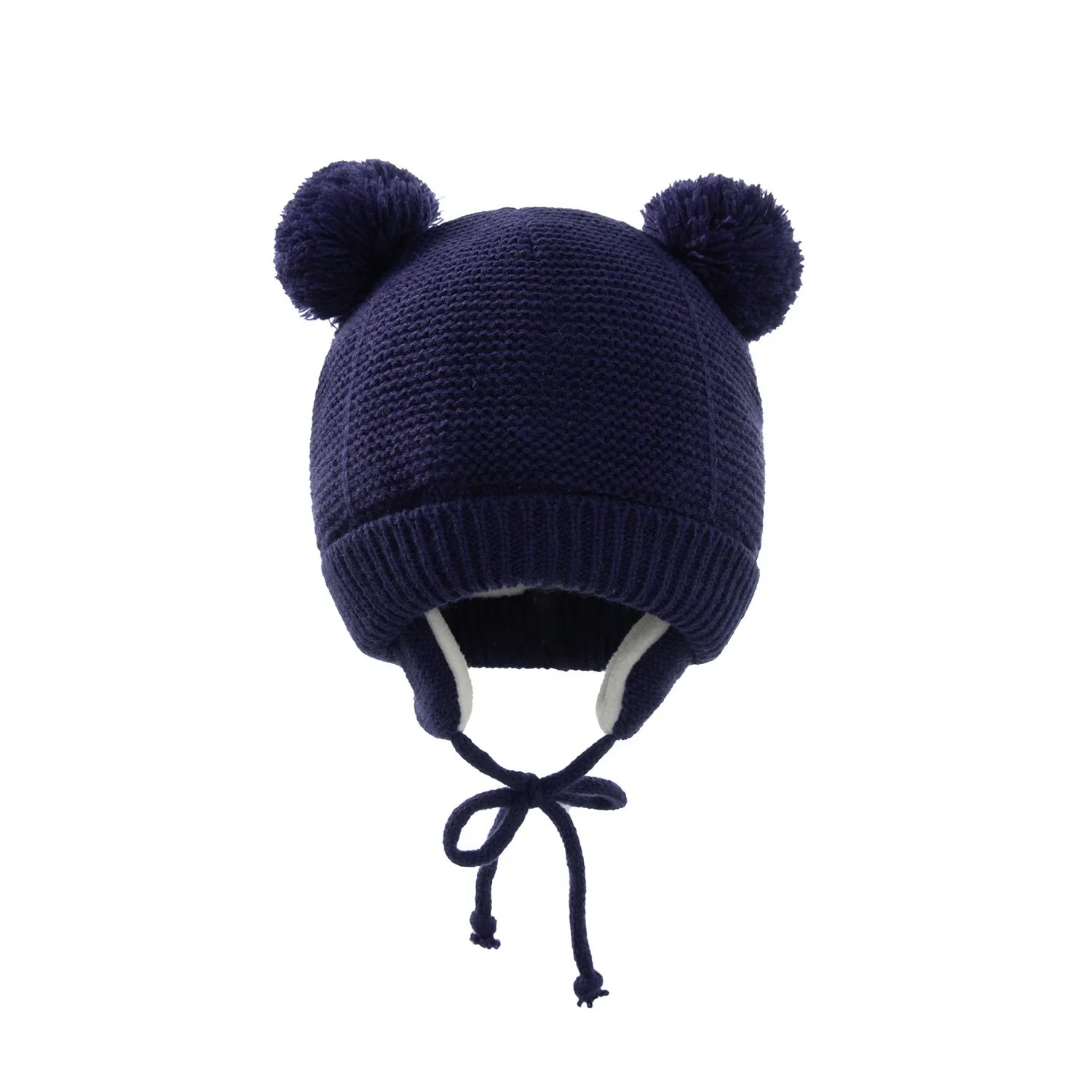 Cozy knitted white pompom hat and gloves for baby, a winter essential accessory set