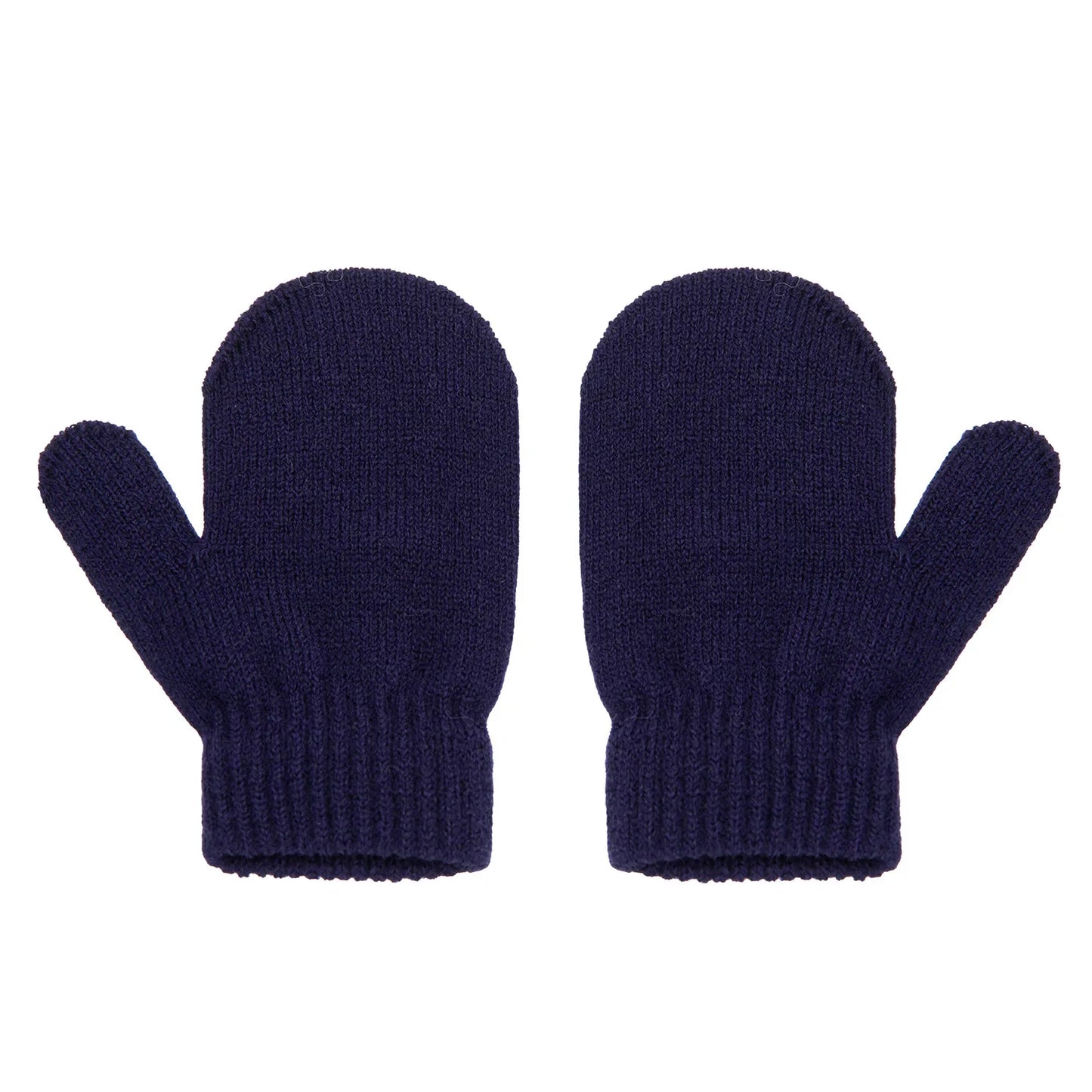 Toddler's knitted pompom hat and gloves with ribbed cuffs, ensuring a snug fit