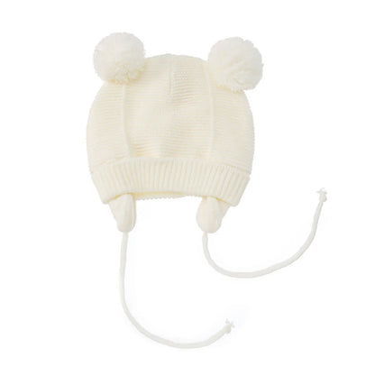 Warm knitted pompom hat and gloves for toddlers, a unisex baby winter accessory set