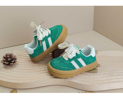 Unisex kids' laced sneakers in neutral color, suitable for both toddler boys and girls.
