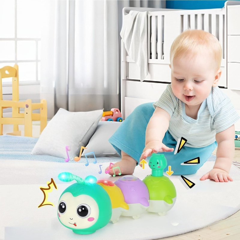 Unisex kids' light-up musical crawling toy with colorful lights for babies & toddlers, promoting motor skills