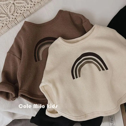 Unisex kids' long sleeve t-shirt, cotton blend, soft casual wear for all seasons