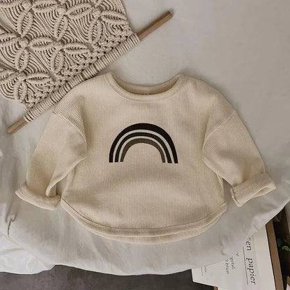 Year-round unisex long sleeve t-shirt for children, comfortable cotton blend clothing