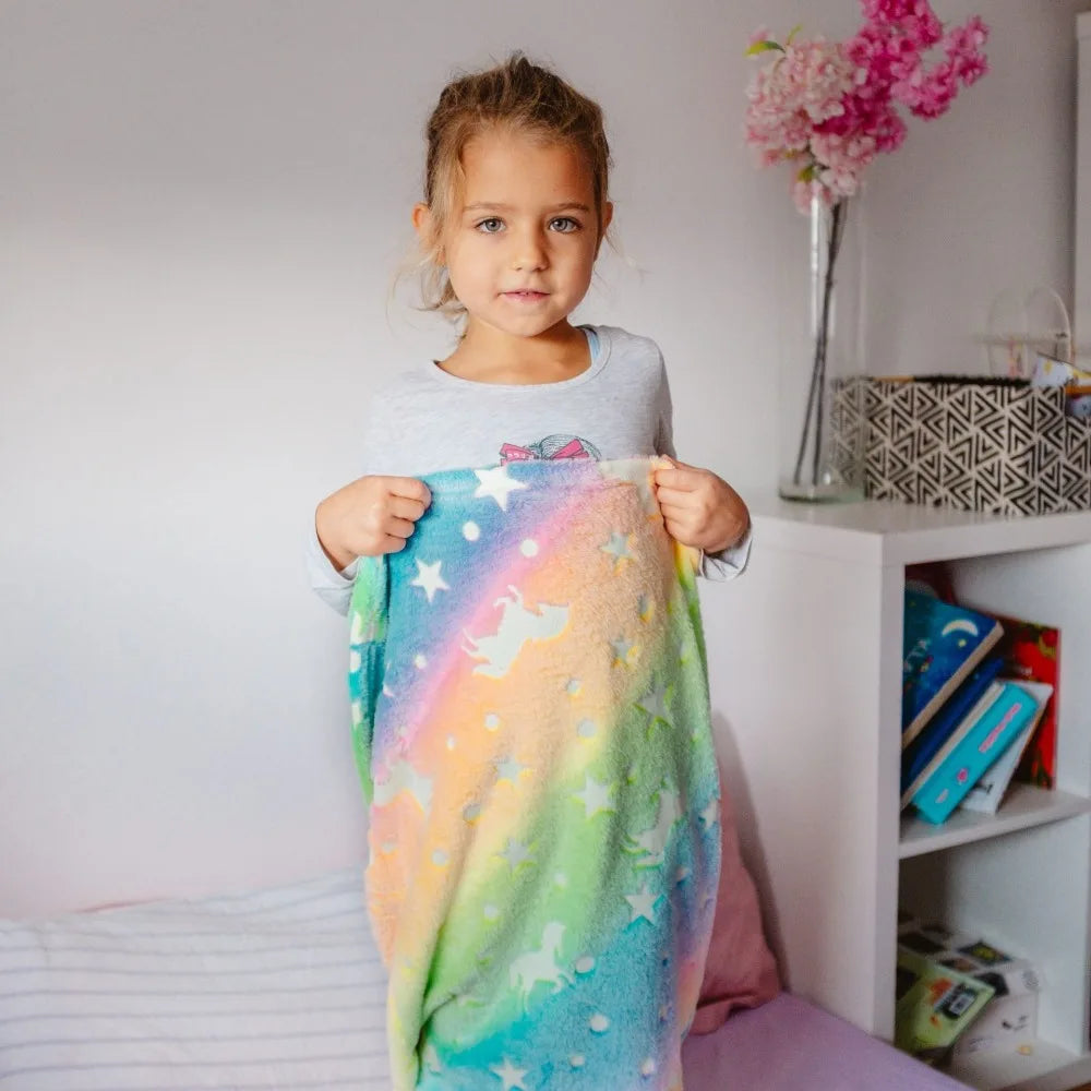 Soft purple mermaid tail kids sleeping bag with glow feature, perfect for cozy children's bedding