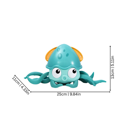 Interactive developmental toddler toy, a musical crawling robot for engaging infant sensory play